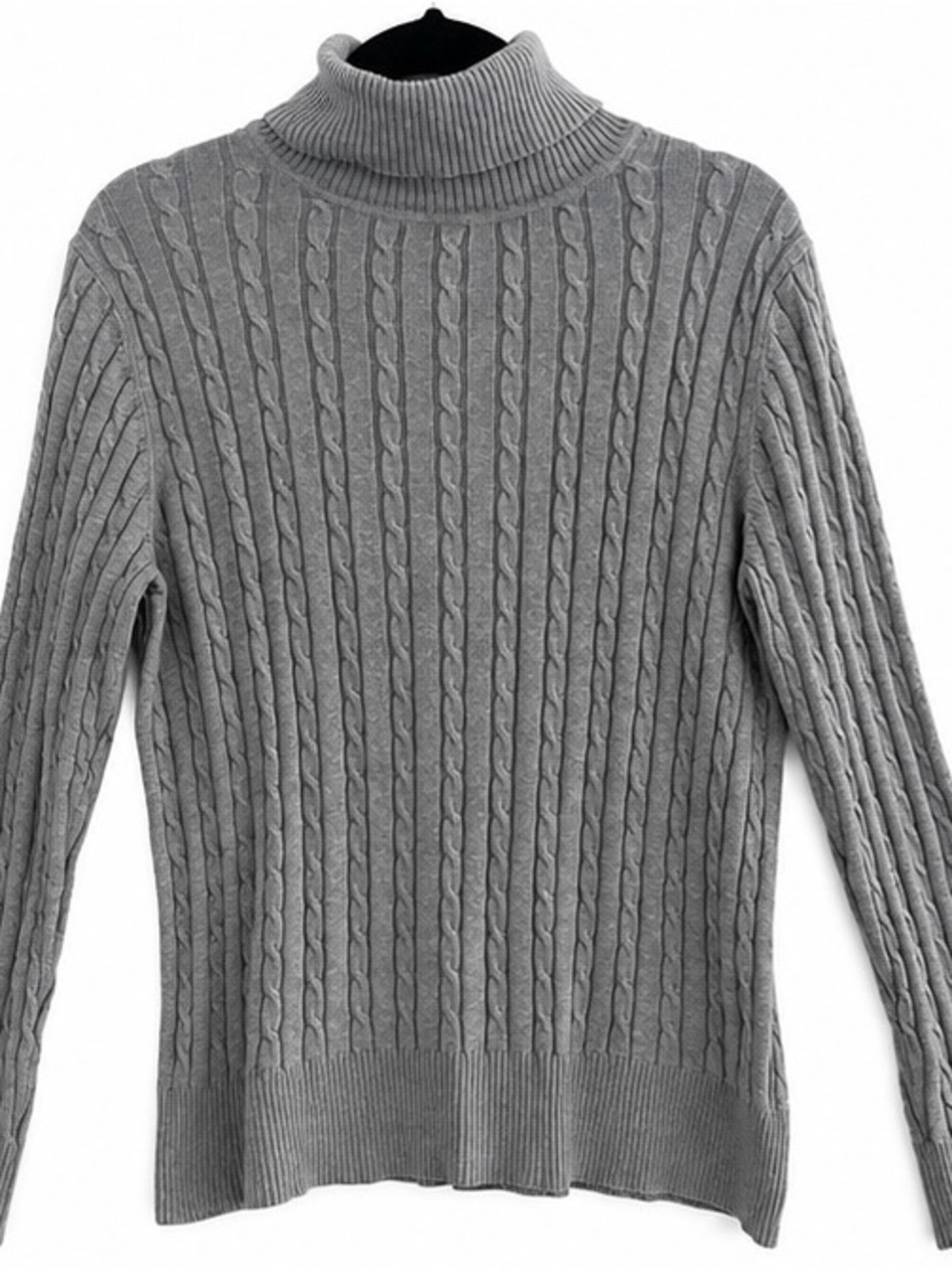 Sonoma Life + Style Lrg Gray 100% Cotton Cable Knit Turtleneck Sweater